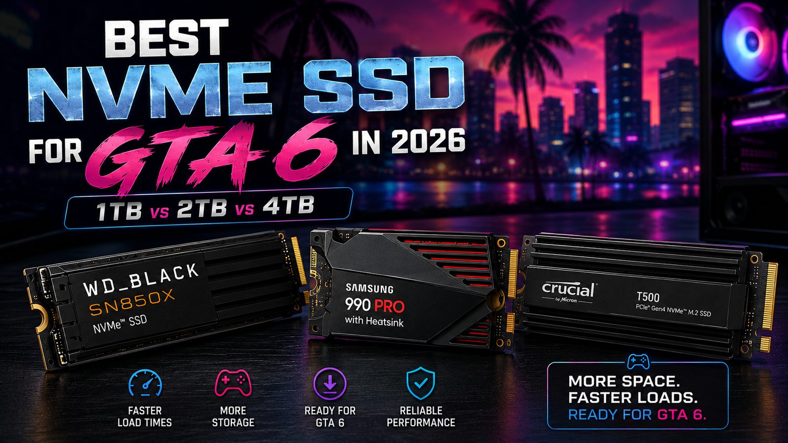 Best NVMe SSD for GTA 6 in 2026 with 1TB 2TB and 4TB upgrade options