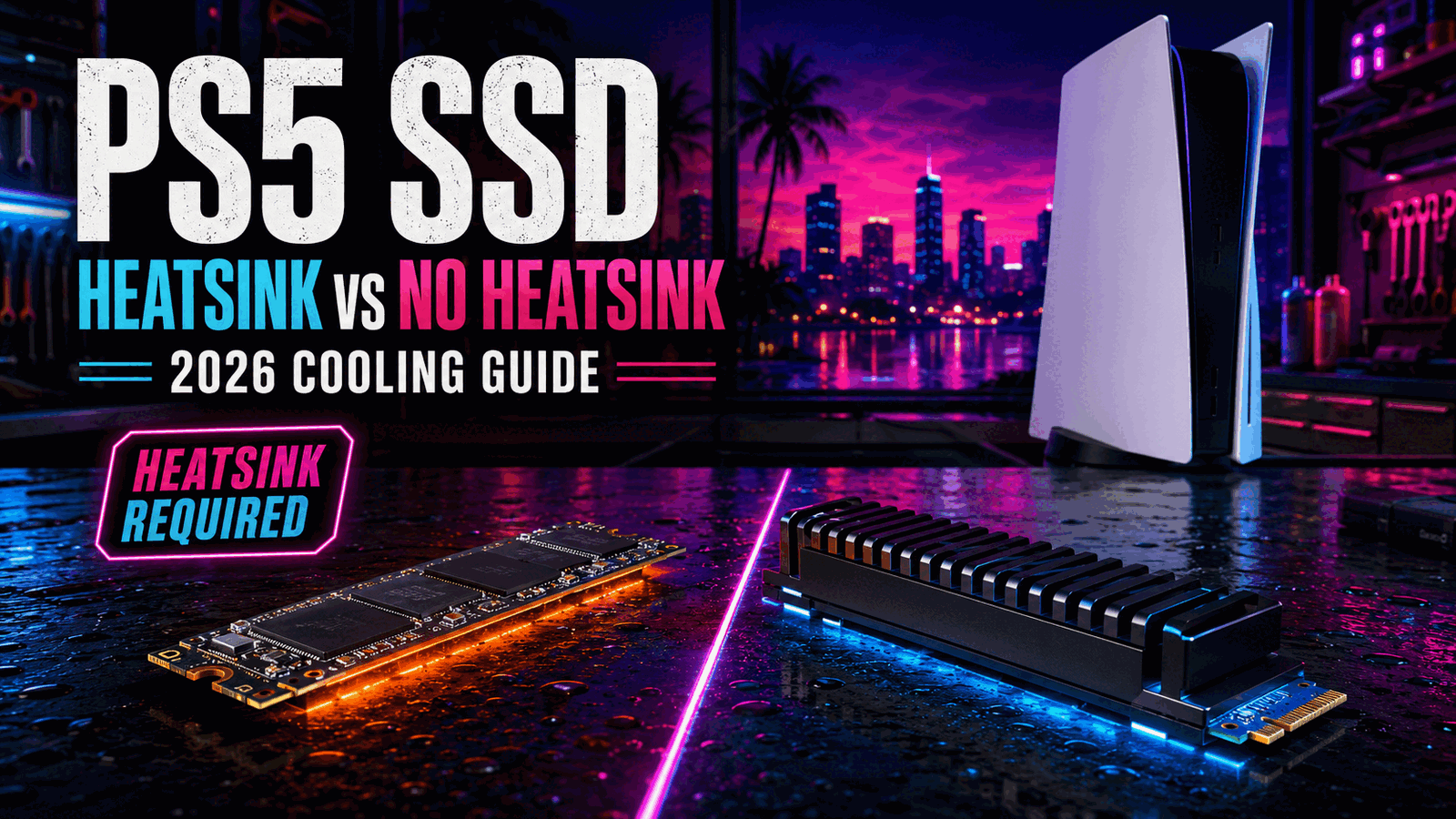 PS5 SSD with heatsink compared with an SSD without a heatsink
