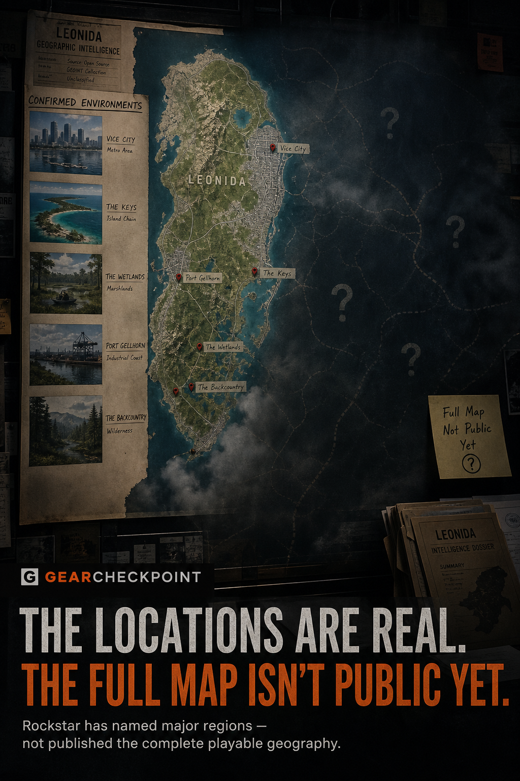 GTA VI Leonida map mystery showing confirmed environments and unrevealed geography